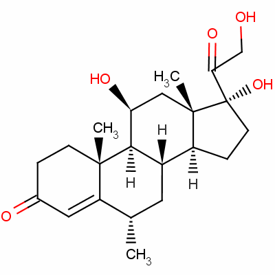 11-beta,17-alpha,21-ǻ-6-alpha-׻-4-ϩ-3,20-ͪṹʽ_1625-39-4ṹʽ