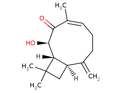 (1R,2R,4E,9S)-2-ǻ-4,11,11-׻-8-Ǽ׻˫[7.2.0]-4-ʮһϩ-3-ͪṹʽ,62346-21-8ṹʽ